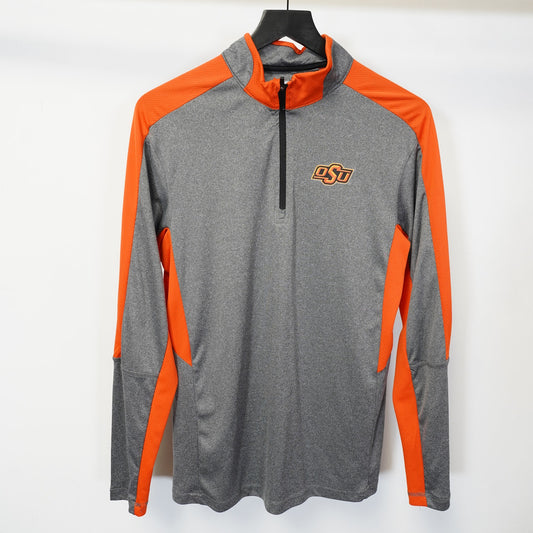 (M) Oklahoma State Cowboys 1/4 Zip Performance Pullover Mens M Gray Orange Colusseum