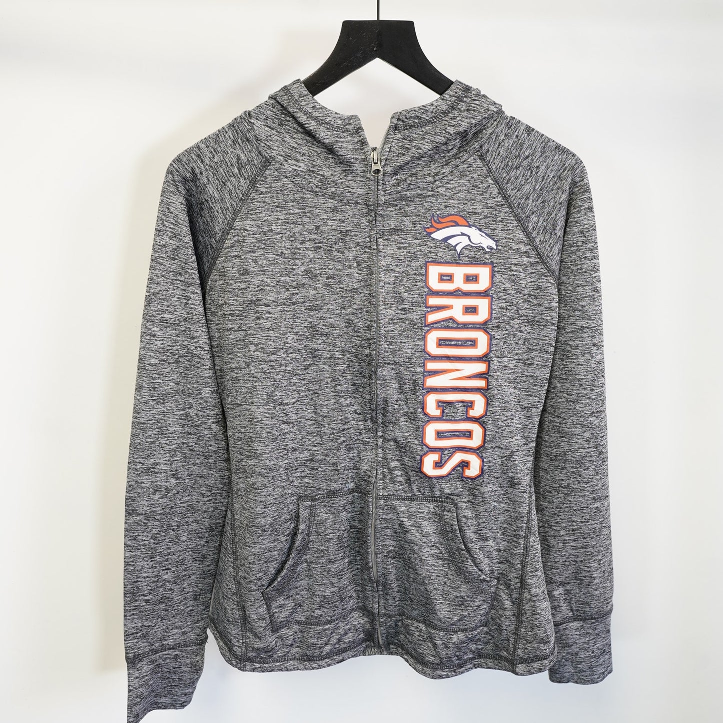 (Women's M) Denver Broncos Team NFL Full Zip Hoodie Women's M Heather Gray Nfl Football