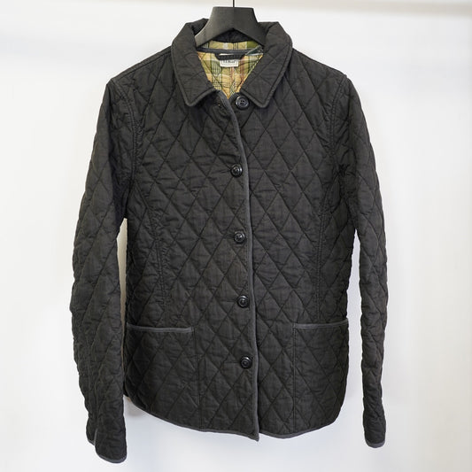 (M) L.L. Bean Diamond-Quilted Jacket Blanket Lined Plaid Women's M Black Preppy