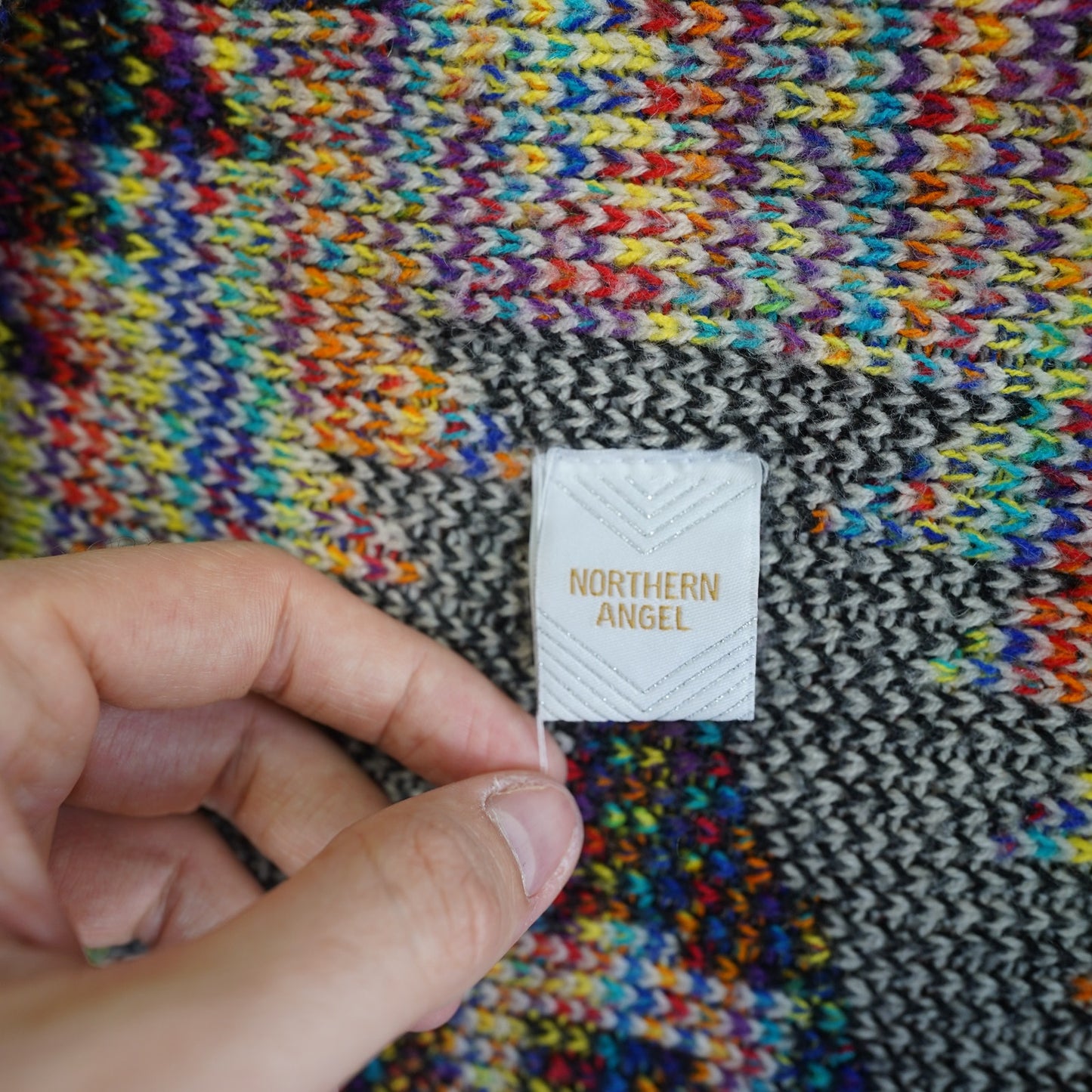 (Women's L) Anthropologie Northern Angel Aztec Print Open Waterfall Draped Cardigan Sweater