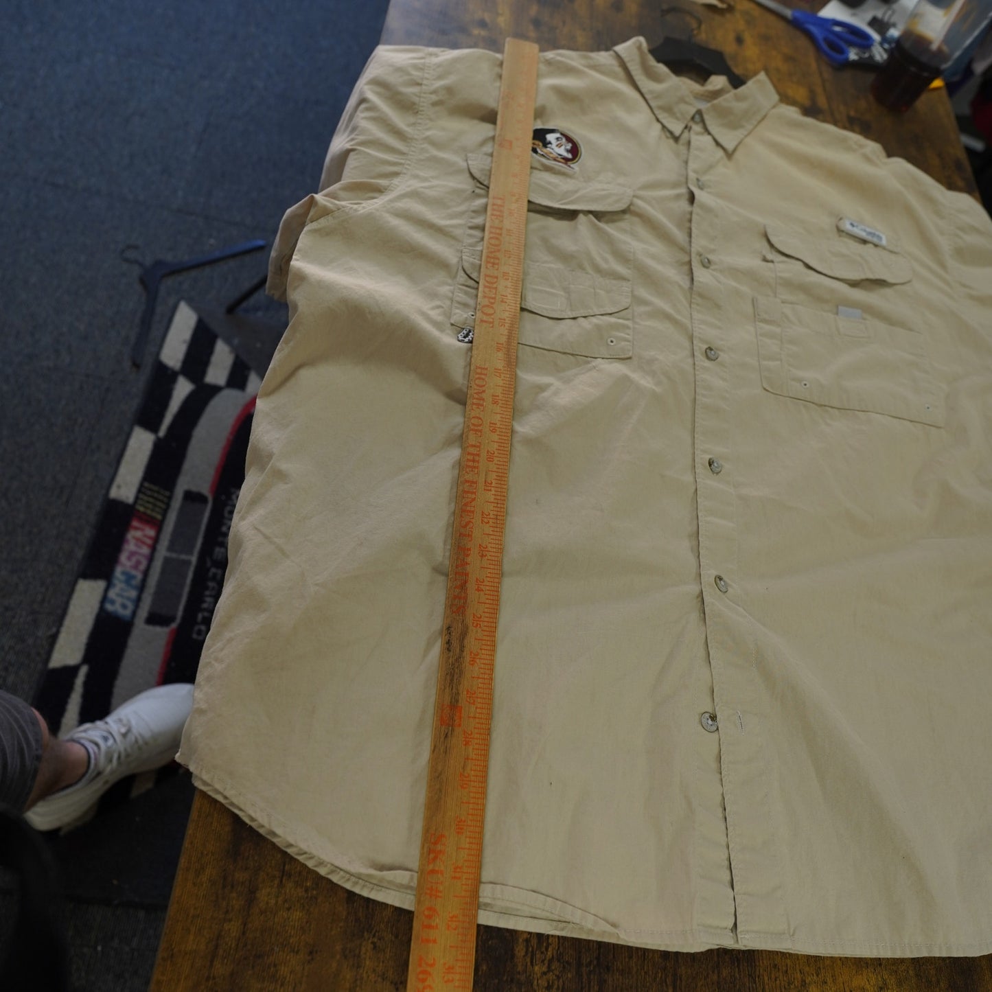 (XXL) Vintage Florida State Seminoles Columbia PFG Fishing Shirt Men's XXL Tan FSU