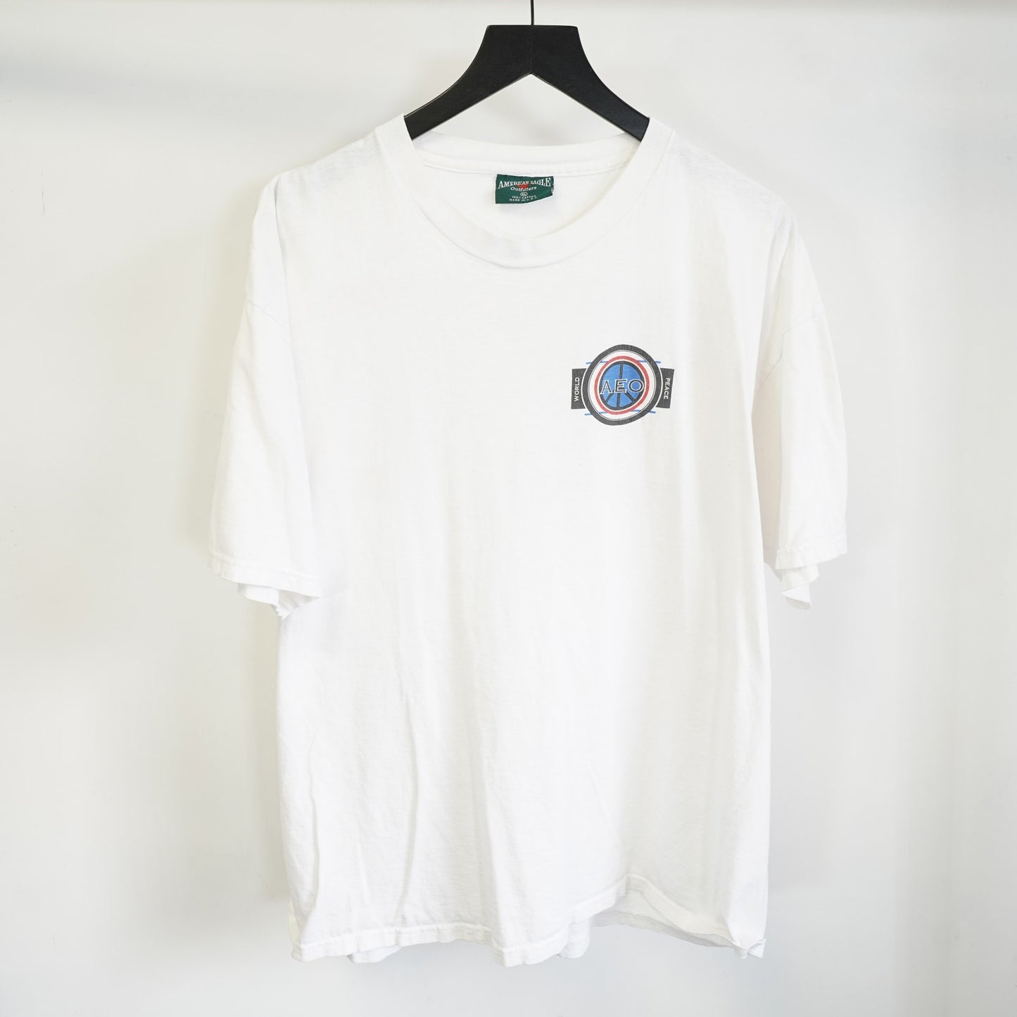 (XL) Vintage American Eagle Peace Surf Tie Dye T-Shirt Men's XL White 90s USA Made