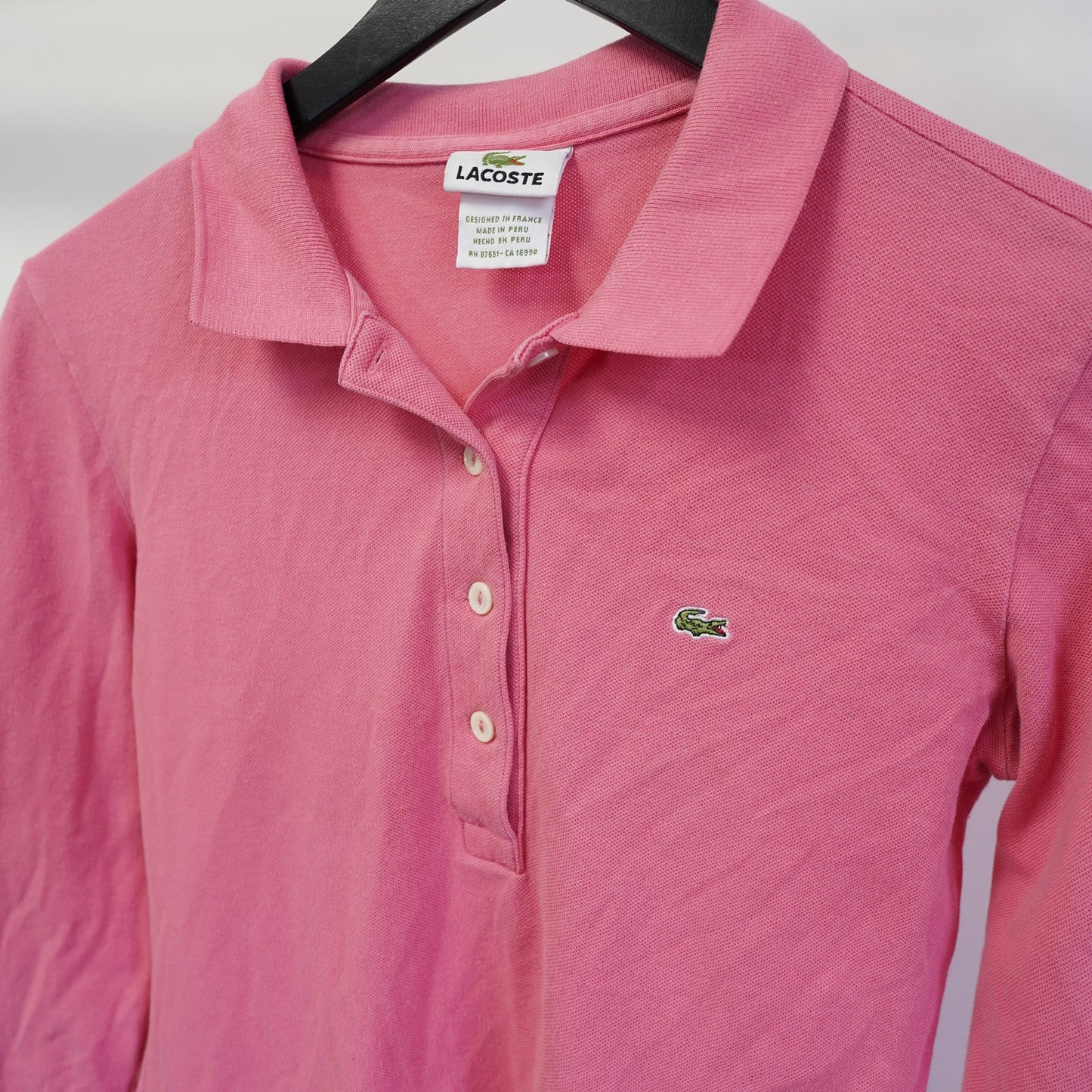 (Women's S) Lacoste Pink Longsleeve Polo Shirt Women's S Preppy Y2K 2000s