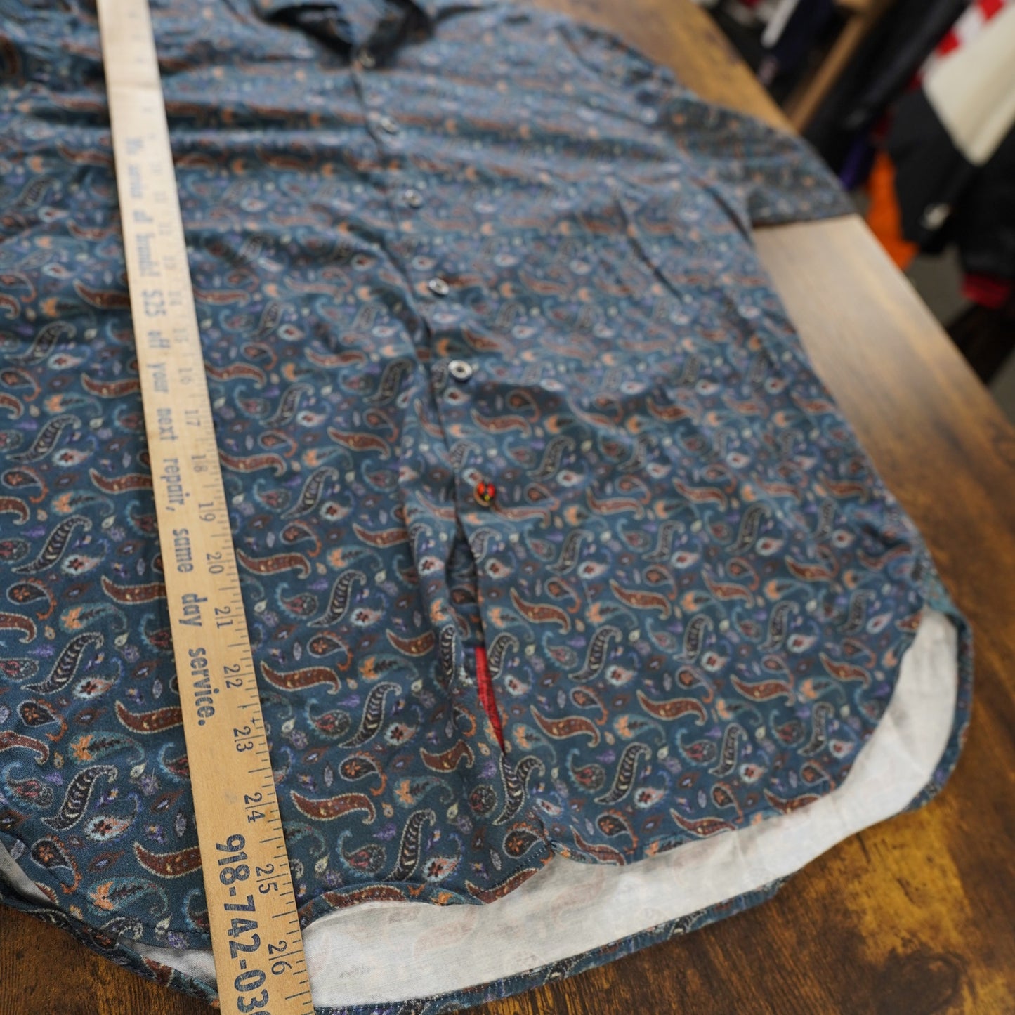 (M) Visconti Black Long Sleeve Button Up Paisley Shirt Men's M Blue Western Preppy