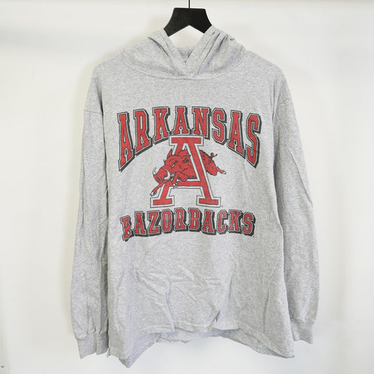 (XL) Vintage Arkansas Razorbacks MV Sport 90s Light Hoodie Gray USA Made