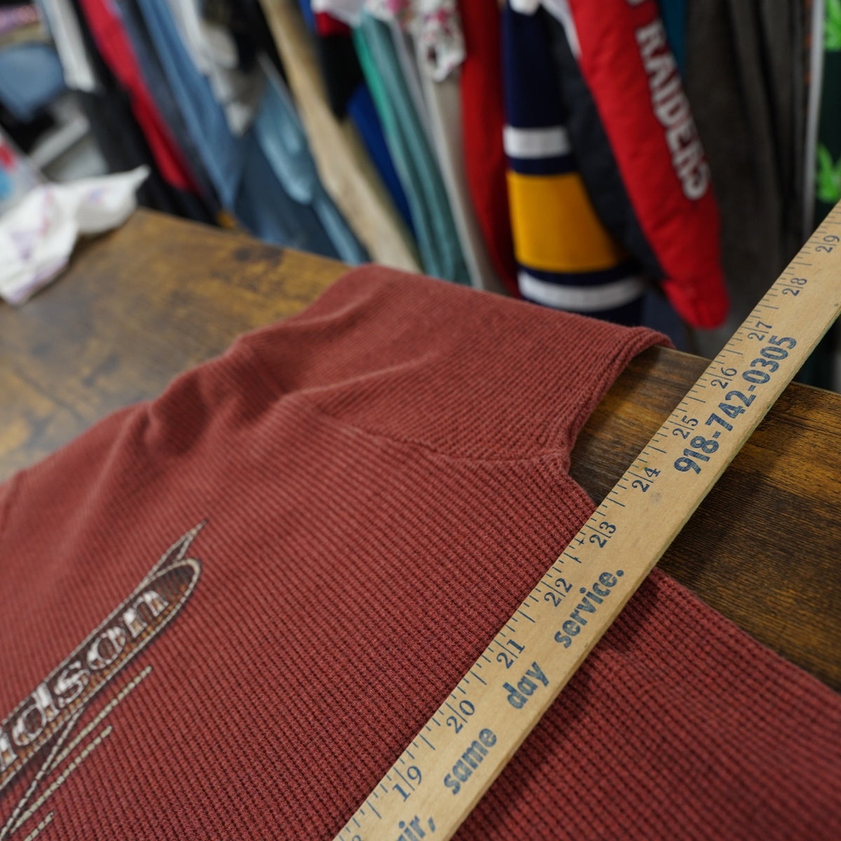 (XL) Vintage Harley Davidson Motorcycles Longsleeve Thermal Men's XL Red Biker Y2K