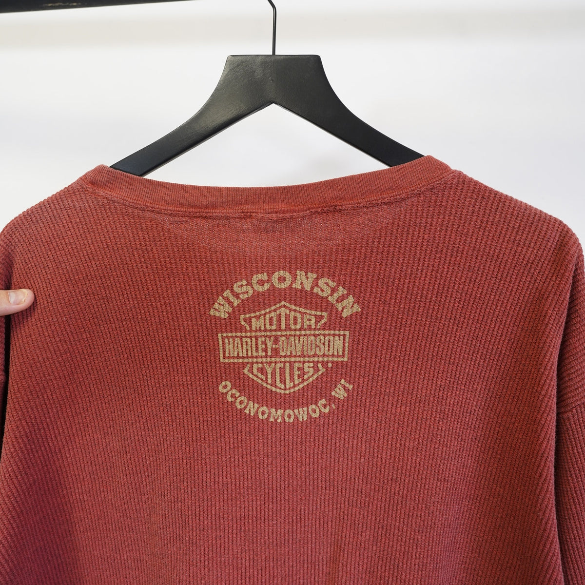 (XL) Vintage Harley Davidson Motorcycles Longsleeve Thermal Men's XL Red Biker Y2K