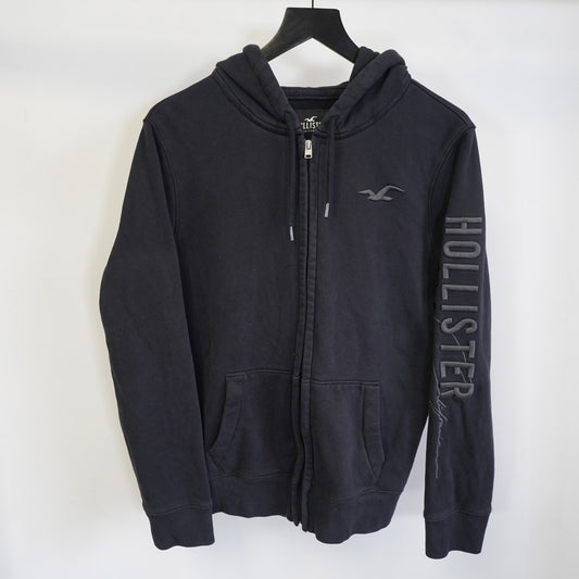 (M) Hollister Co. Black Embroidered Full Zip Pullover Hoodie Men's M Y2K Mallcore