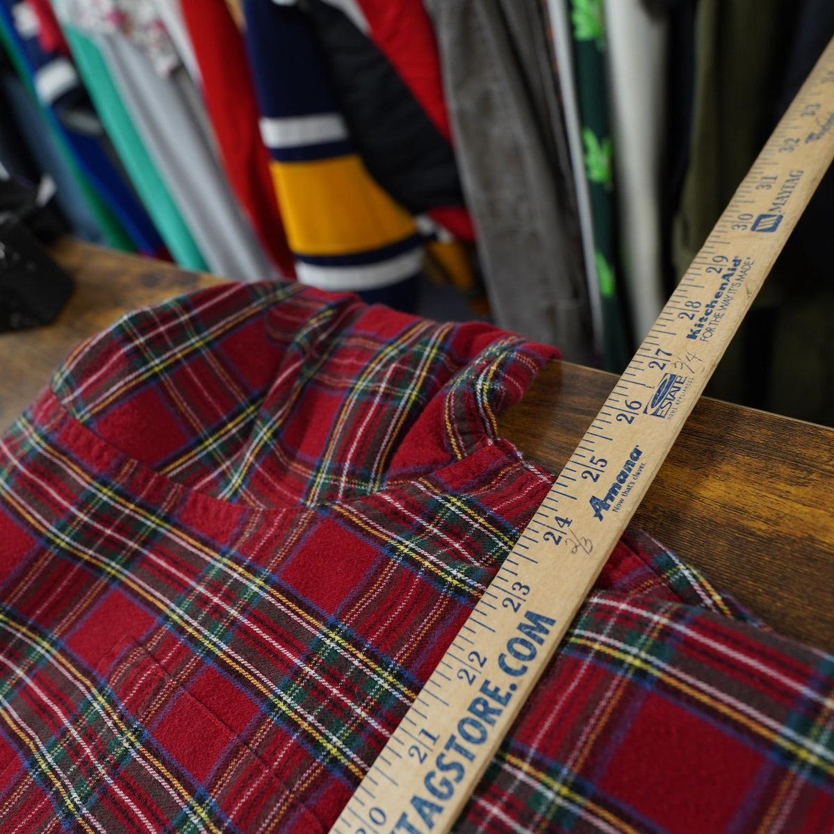 L.L. Bean Vintage Plaid Flannel Button Up Shirt Men's L Tall Red Tartan Field