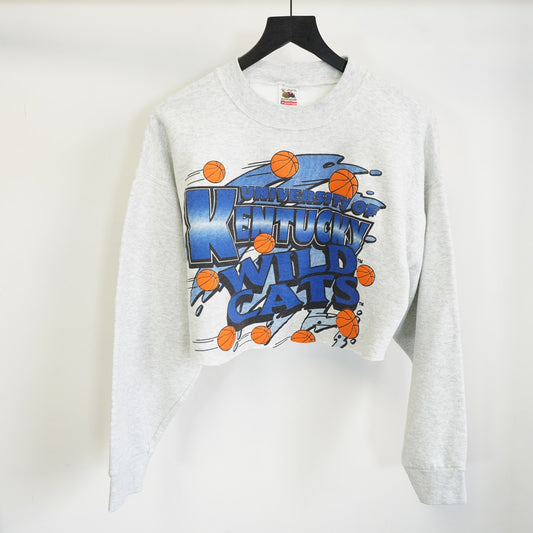 (Women's XL) Vintage 90s Kentucky Wildcats Crop Top Sweatshirt Women's XL Heather Gray UK