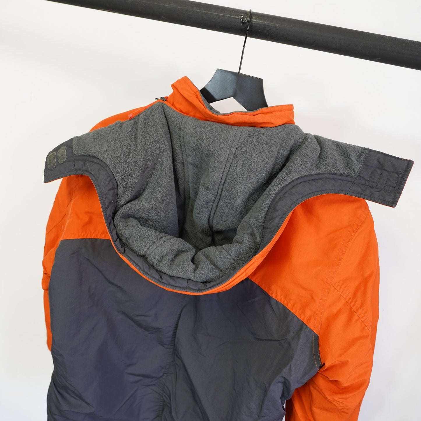 (Boys L/XL) Vintage Nike Reversible Puffer Jacket Y2K Boys L Orange Gray 2000s Retro Fleece