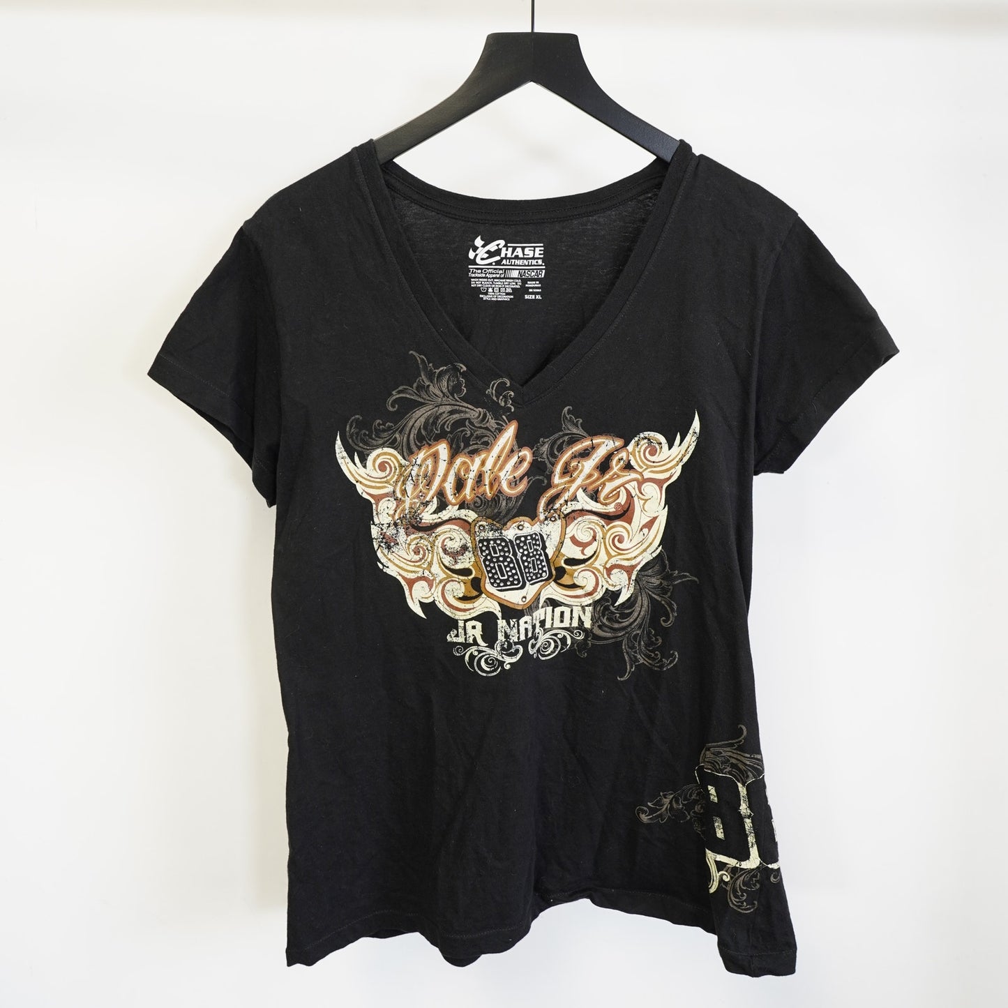 (Women's XL) Dale Earnhardt Jr. Y2K Nascar Racing Goth V-Neck T-Shirt Women's XL 2000s Emo