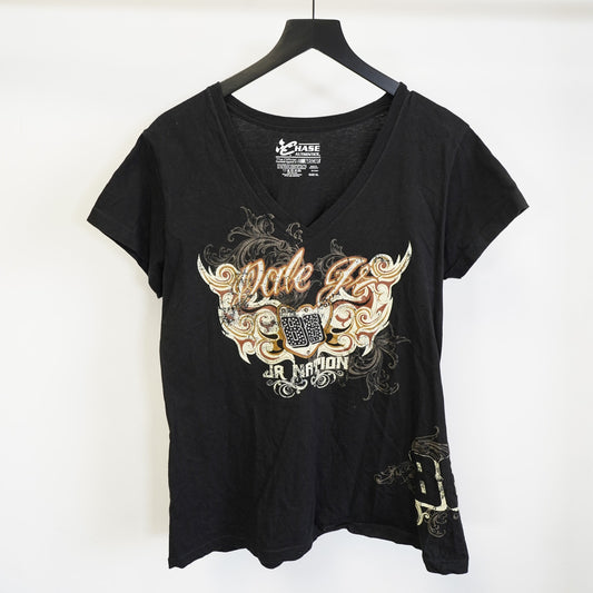 (Women's XL) Dale Earnhardt Jr. Y2K Nascar Racing Goth V-Neck T-Shirt Women's XL 2000s Emo