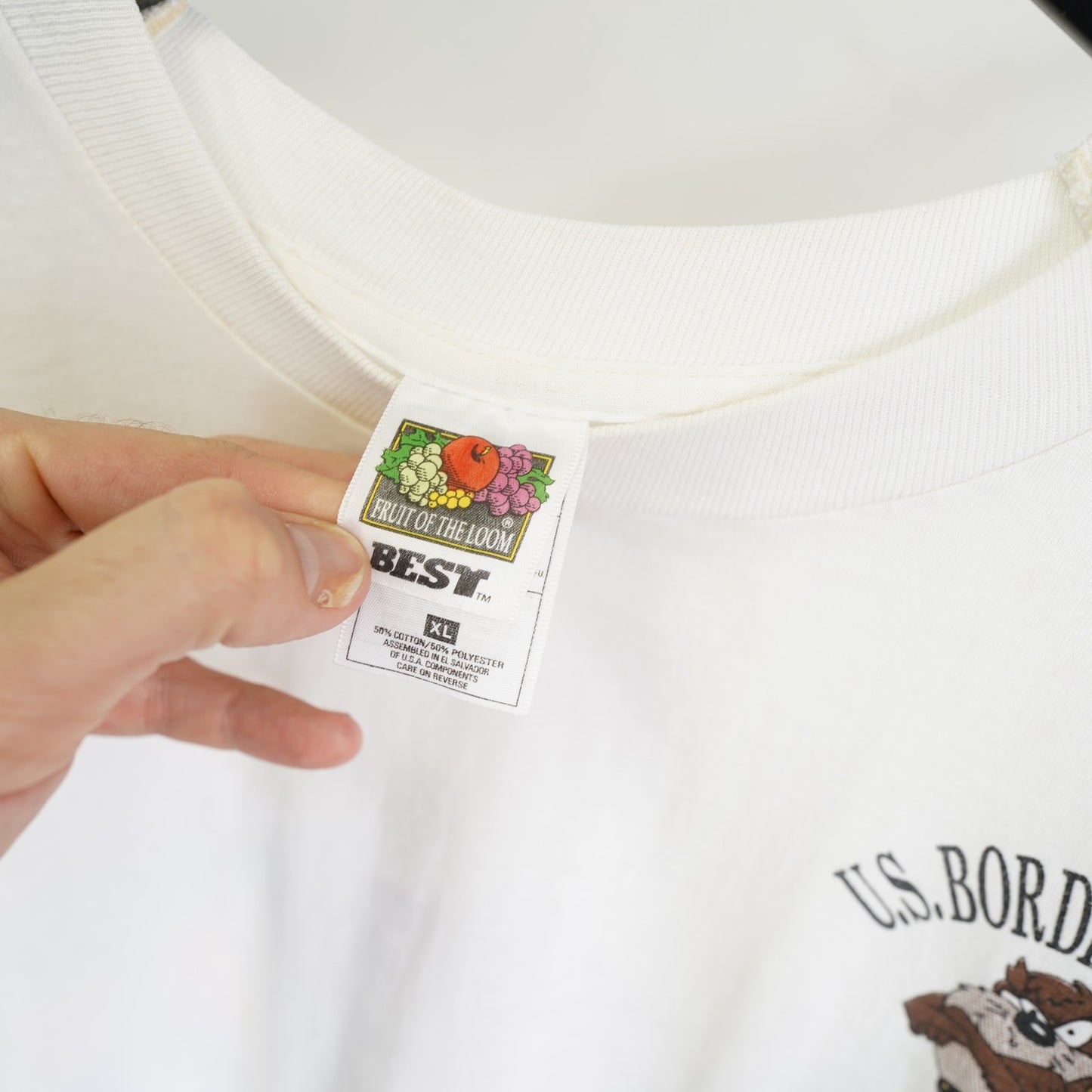 (XL) Vintage U.S. Border Patrol Taz Looney Tunes T-Shirt Men's XL White 90s