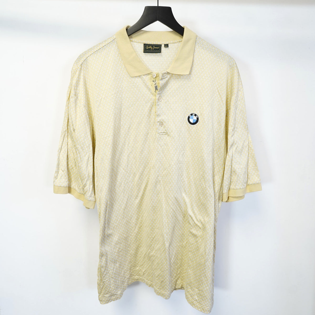 (XL) Vintage BWM Bobby Jones 90s Golf Polo Shirt Men's XL Yellow Retro Motorsports