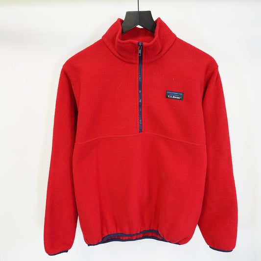 (L) Vintage LL Bean Red 1/4 Zip Fleece Jacket Men's L Gorpcore Hiking Outdoors