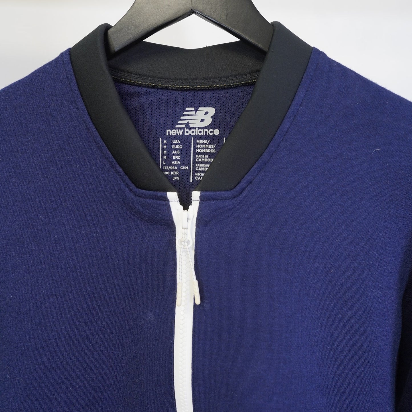 (M) New Balance for J.Crew Fleece Active Bomber Jacket Men's M Blue White Preppy