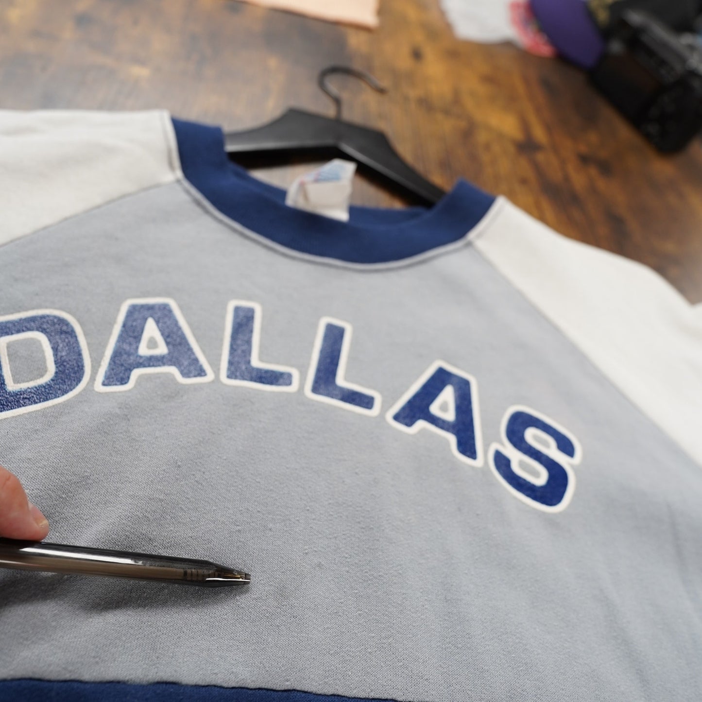 (L) Vintage Dallas Cowboys 1980s All Over Print Sweatshirt Men's L-XL Blue Retro NFL
