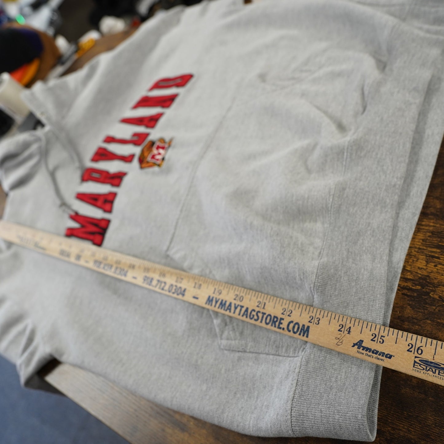 Vintage Maryland Terrapins Embroidered Hoodie Men's L Gray Sewn