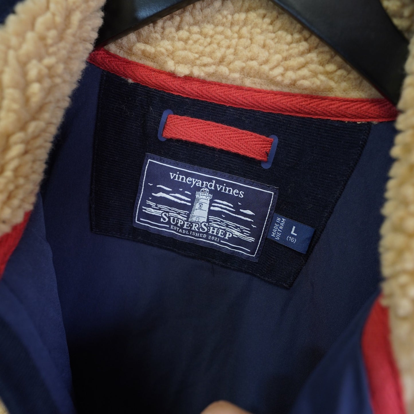 (Youth L) Vineyard Vines Boys Sherpa Super Shep Full Zip Fleece Jacket Youth L Tan