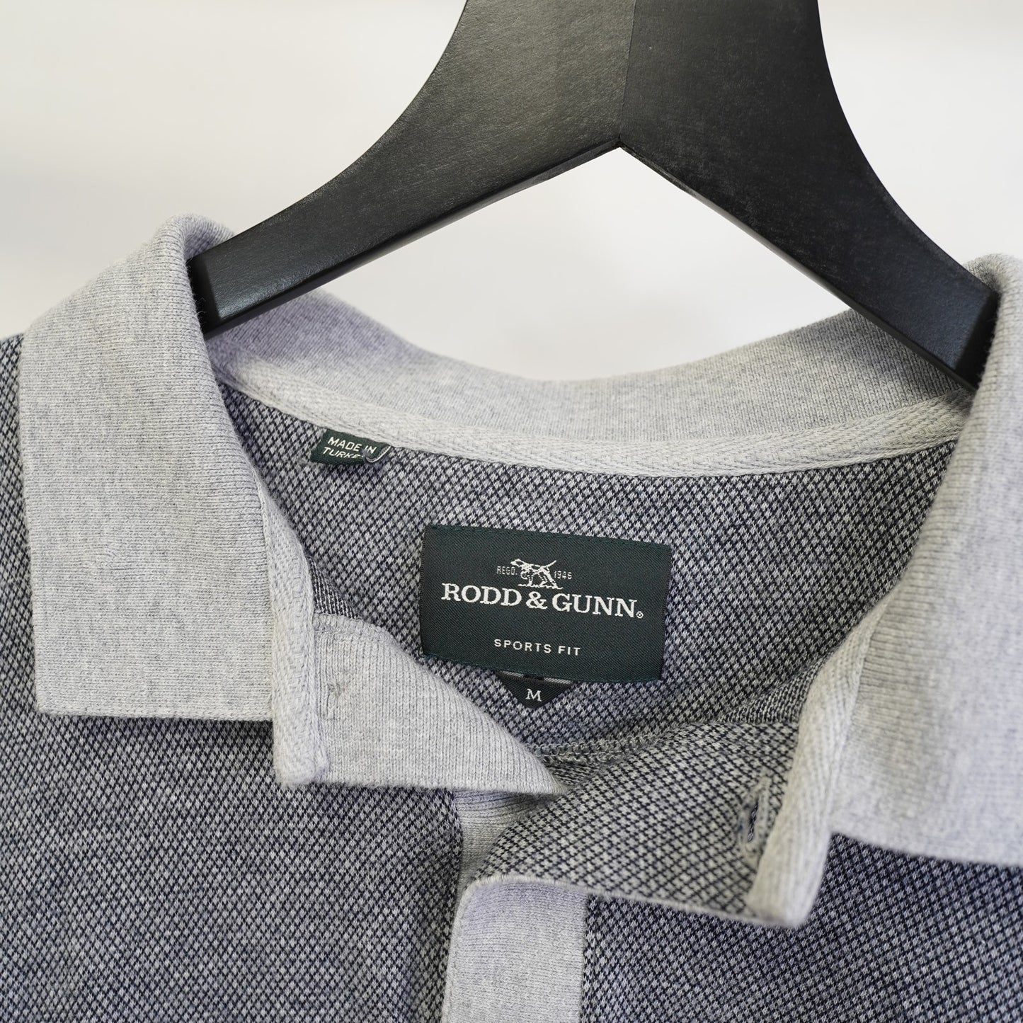 (M) Rodd & Gunn Sports Fit Knit Performance Golf Polo Shirt Men's M Gray Preppy