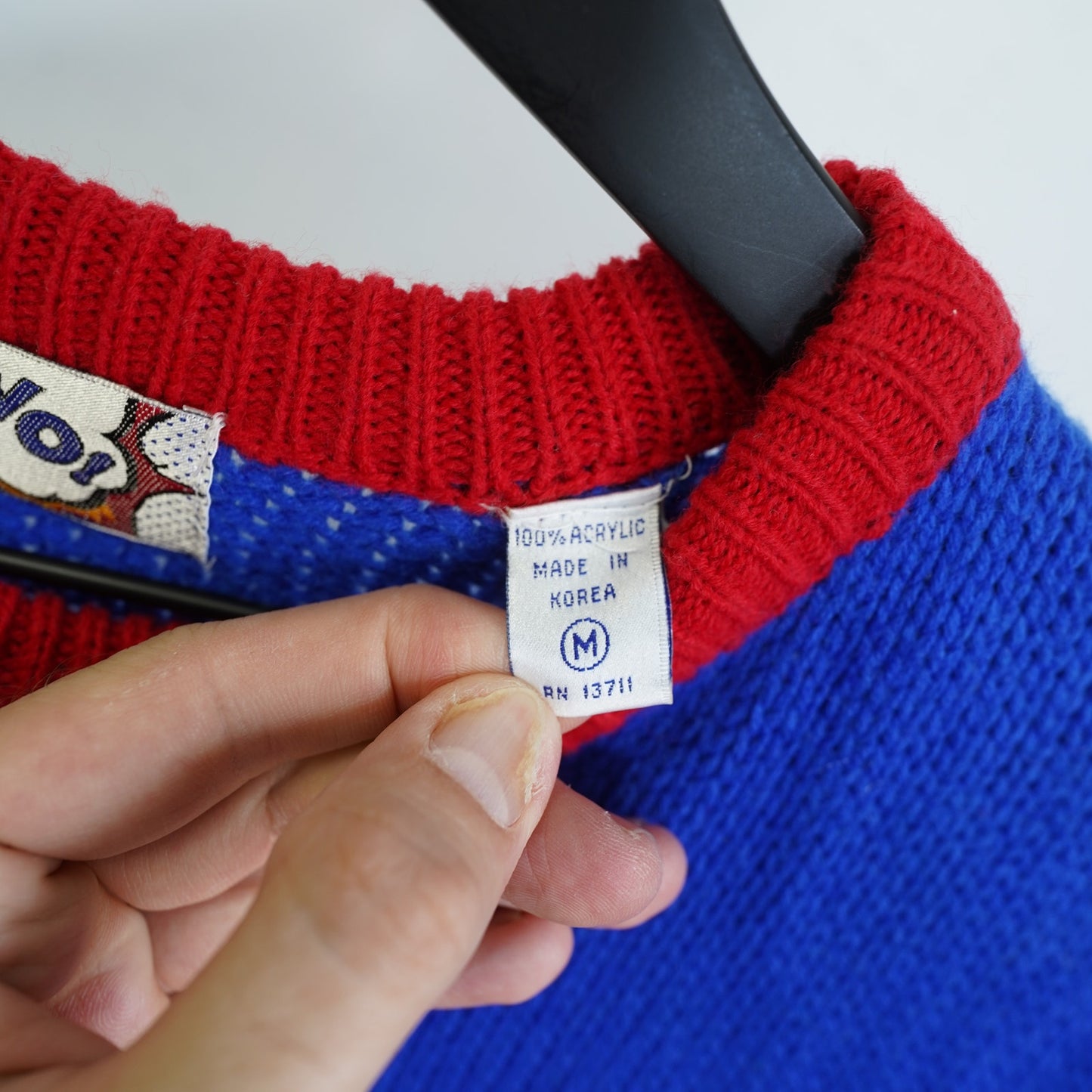 (Women's M) Vintage Bravo Ugly Knit Christmas Sweater Women's M 90s Santa Holiday Blue Sewn