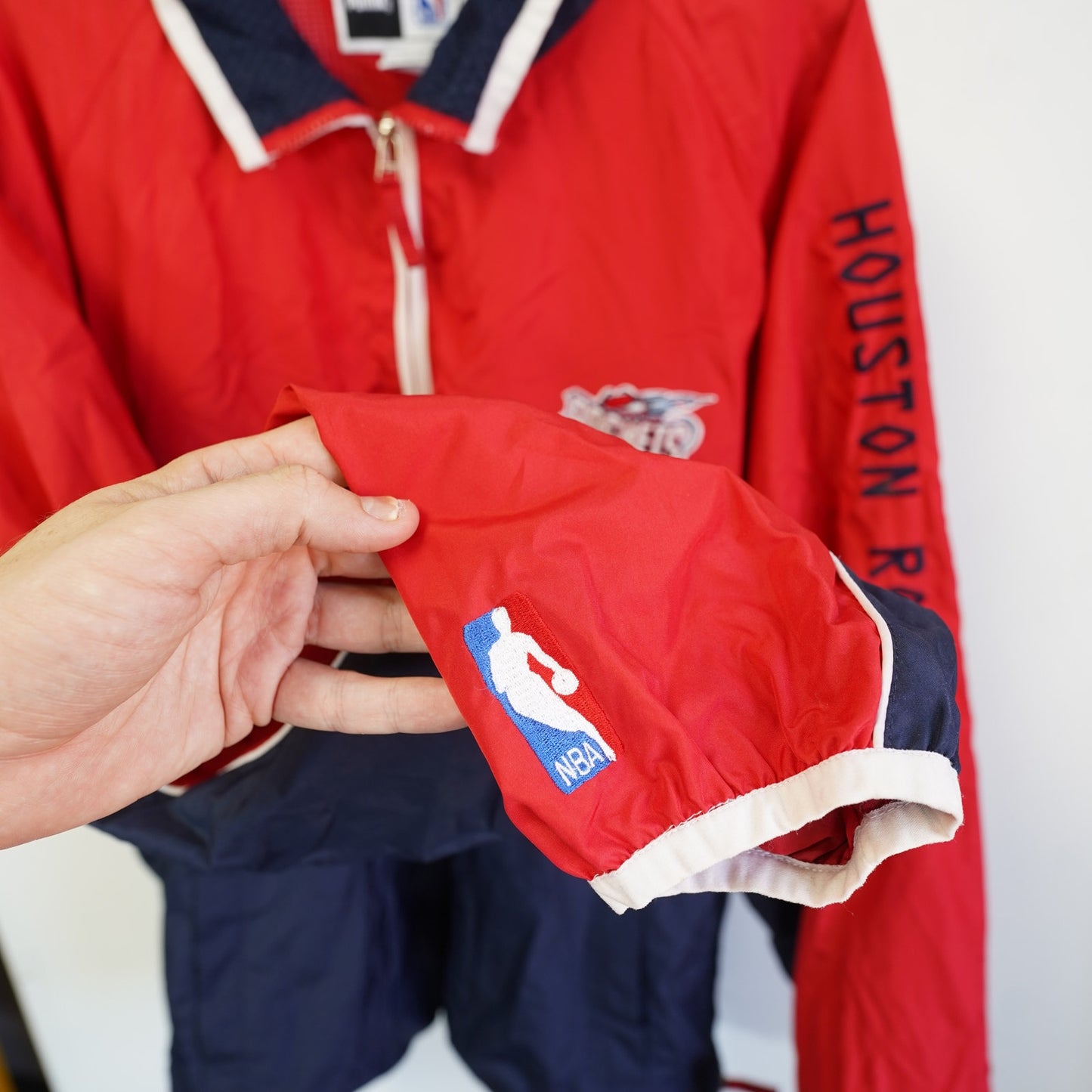 (XXL) Vintage Houston Rockets 90s Puma Windbreaker Jacket Men's XXL Red Blue Retro