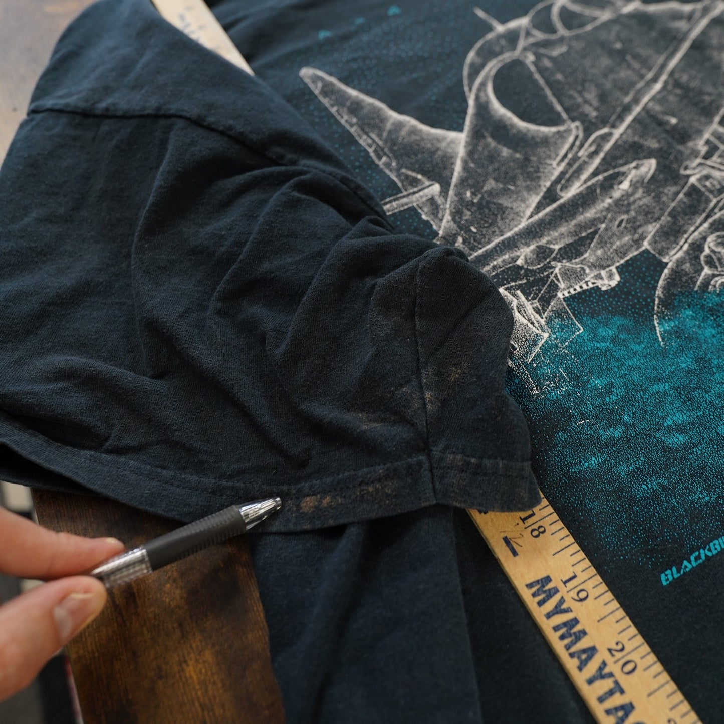 (4XL) Vintage Fighter Jet A4 Skyhawk T-Shirt Men's 4XL Black Schematic Plane Aviation