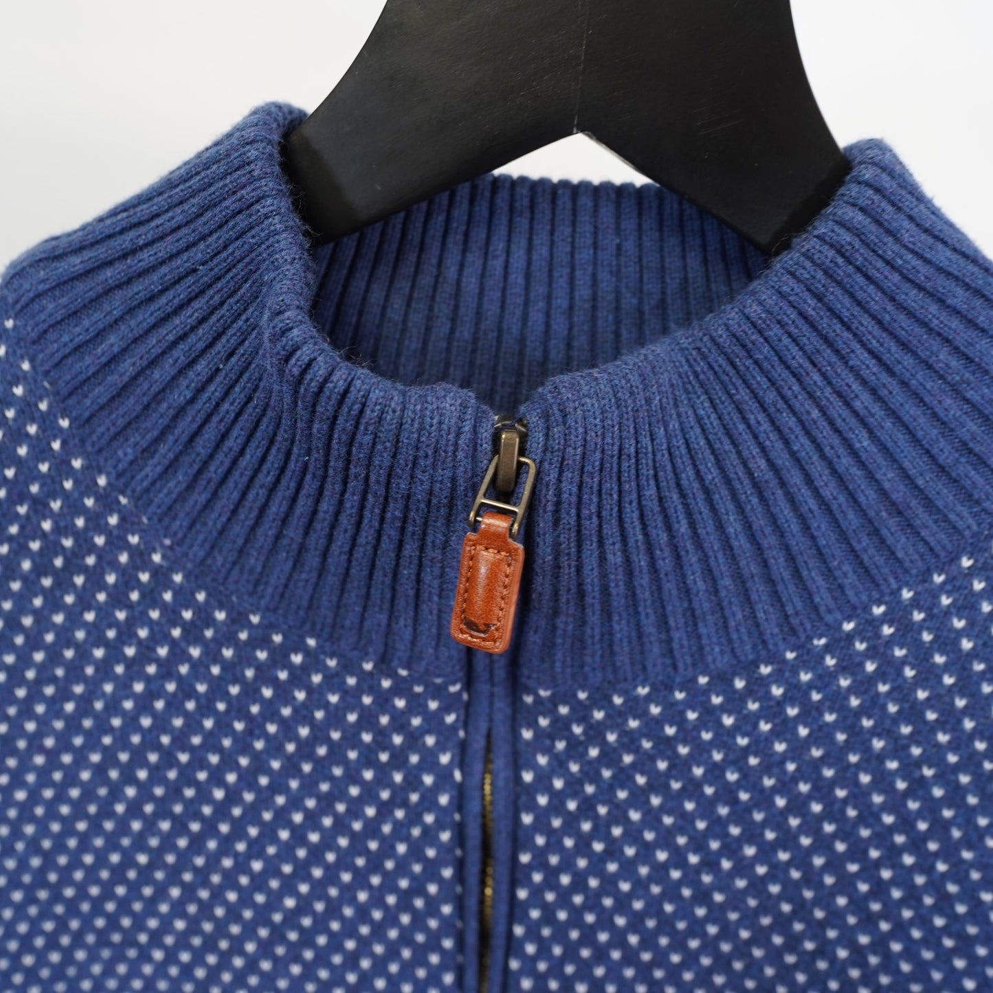 (M) Vineyard Vines 1/4 Zip Pullover Knit Sweater Mens M Blue White Preppy Pattern