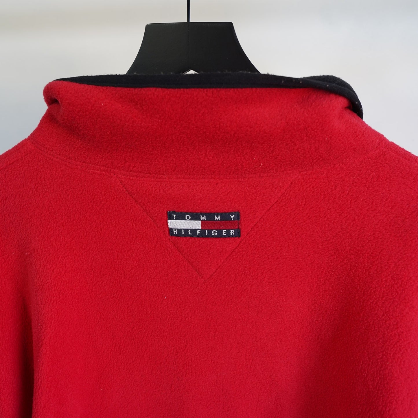 (L) Vintage Tommy Hilfiger Athletics 1/4 Zip Fleece Pullover Men's L Red Jacket
