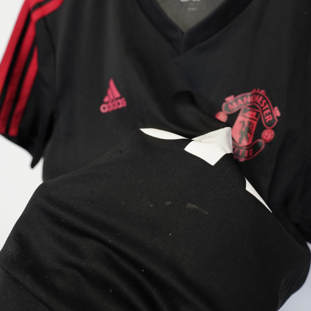 (M) Manchester United Adidas Training Soccer Jersey 2018-19 Men's M Black Red Futbol
