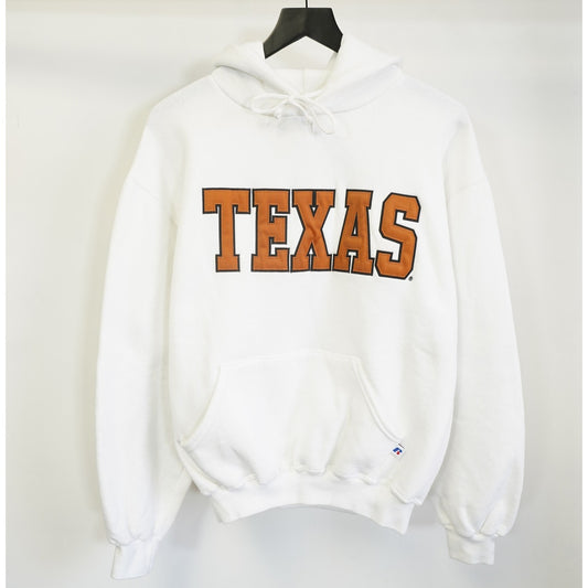 (M) Vintage Russell Athletic Texas Longhorns Embroidered Hoodie Men's M White Sewn