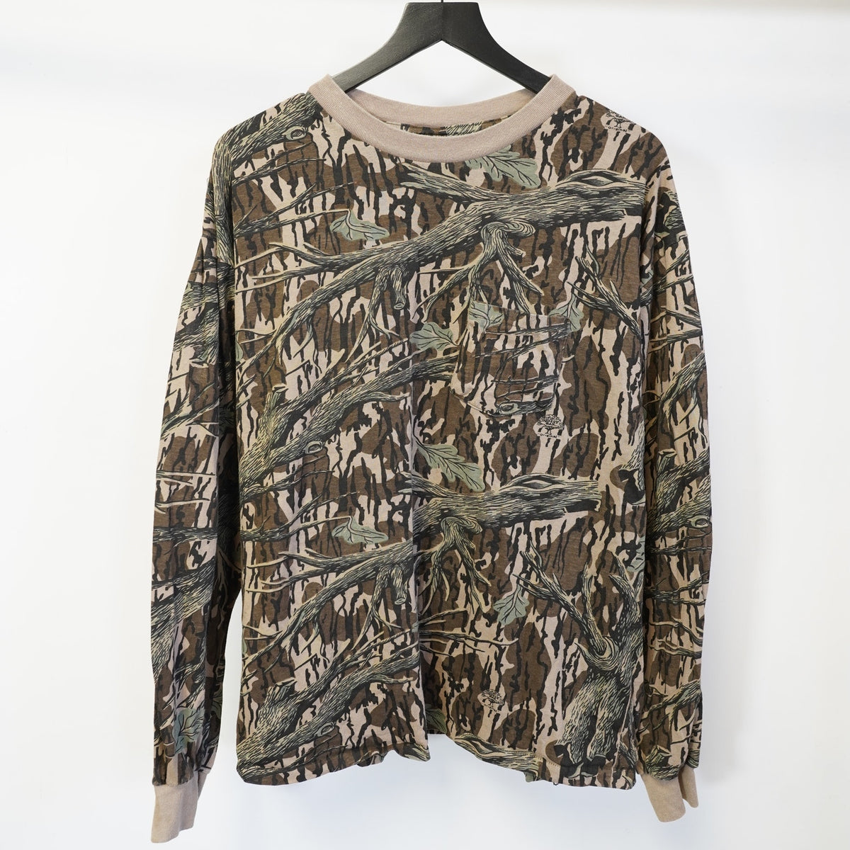 (XL) Vintage Mossy Oak Treestand 90s Camouflage Longsleeve T-Shirt Men's XL Brown