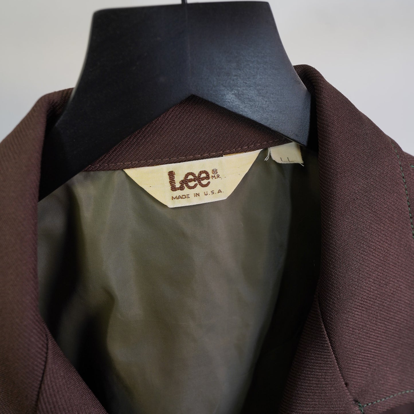 (L) True Vintage Lee Western 70s Polyester Pearl Snap Button Down Shirt Mens L Brown