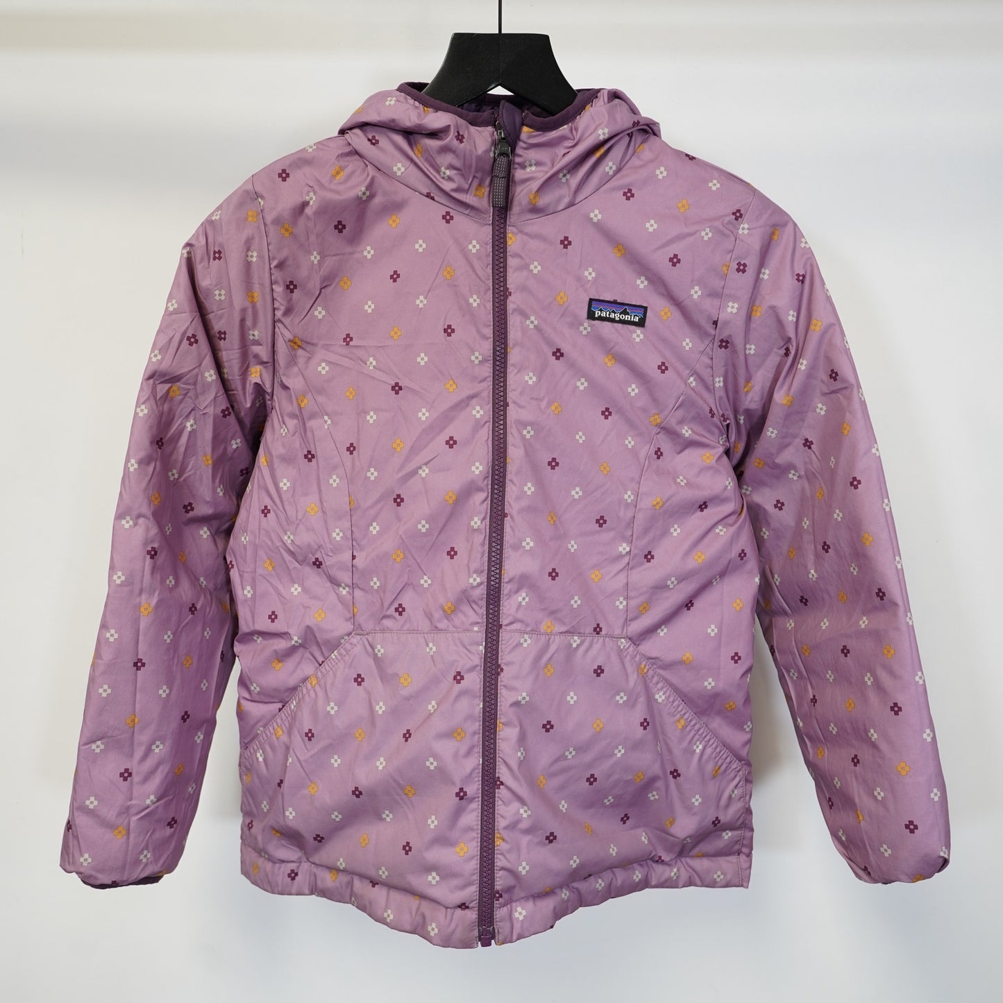 (Youth L) Patagonia Reversible Down Sweater Hoody Puffer Jacket Girls Purple Pink