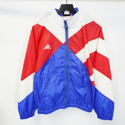 (S) Vintage 90s Apex 1 American Flag Windbreaker Men's S Red Blue Retro Colorblock