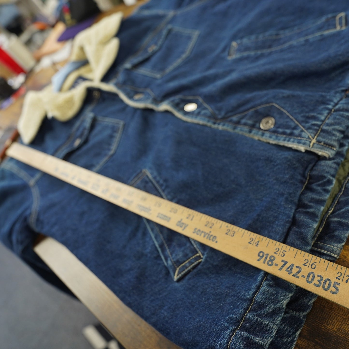 (L) Vintage Gap Sherpa Lined Trucker Denim Jacket Men's L Blue Jean Western