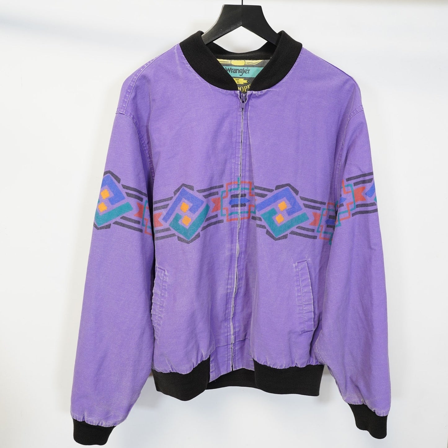 (XL) Vintage Wrangler Brushpopper Jacket Western Aztec Blue Men's 90s Southwestern