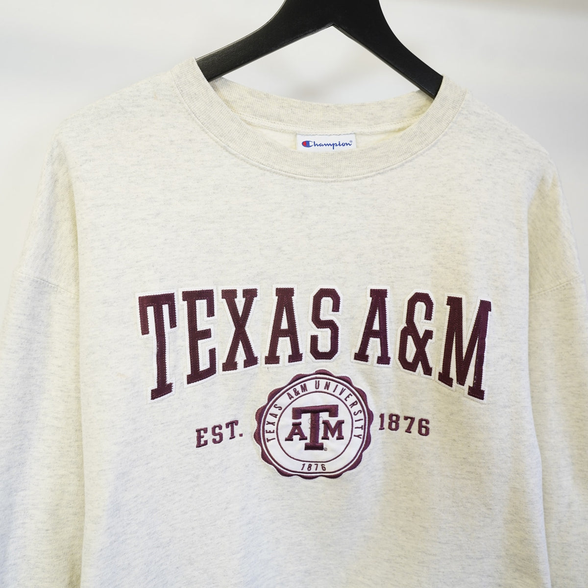 Texas A&M Aggies Champion Sewn Sweatshirt Men's XL Cream Maroon ATM Retro