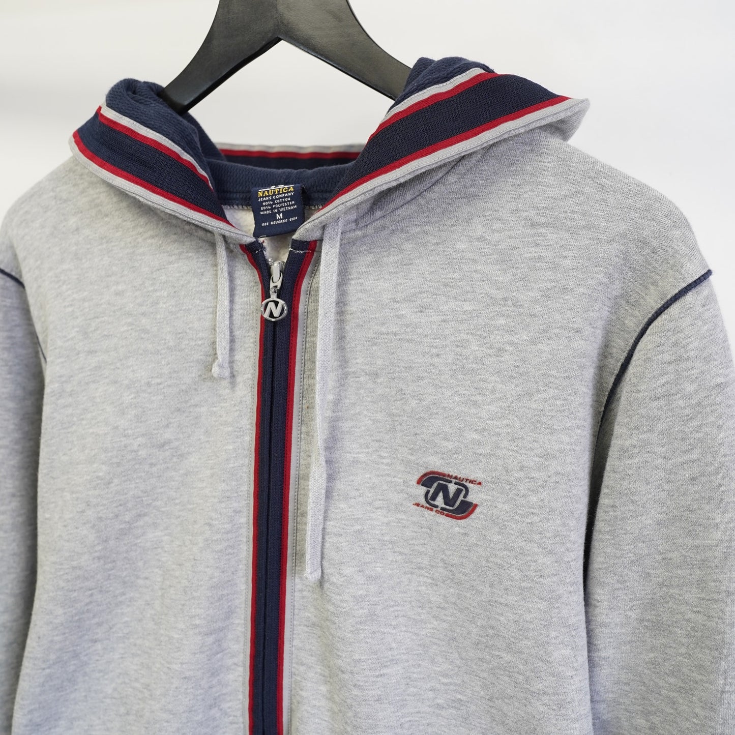 (M) Vintage Nautica Competition Full Zip 2000s Hoodie Men's M Gray Blue Y2K Hip Hop