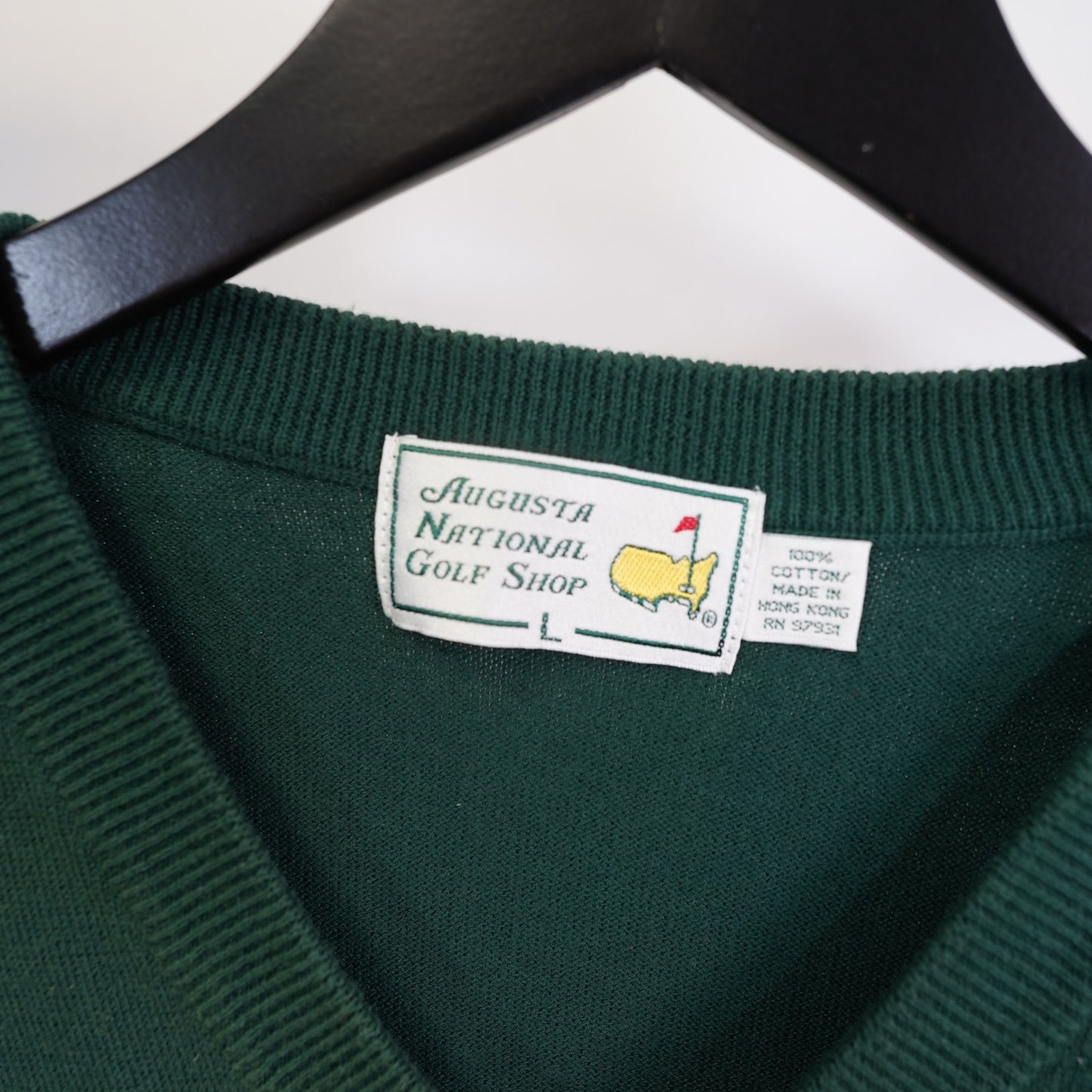 (L) Vintage The Masters Augusta National Golf Shop Knit Sweater Vest Men's L Green