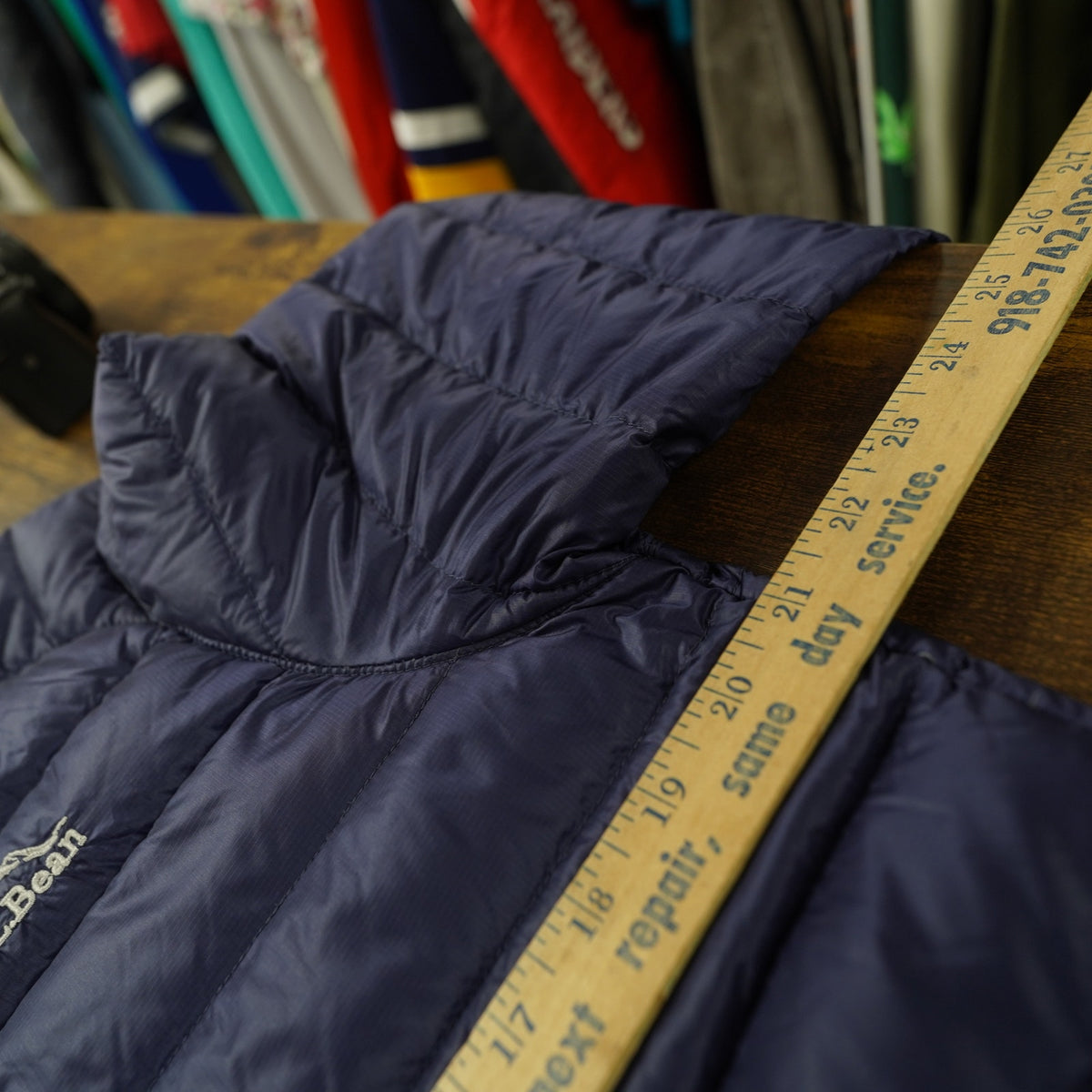 (Women's M)  L.L. Bean Packable Downtek 850 Puffer Jacket Women's M Navy Blue Gorpcore Hike