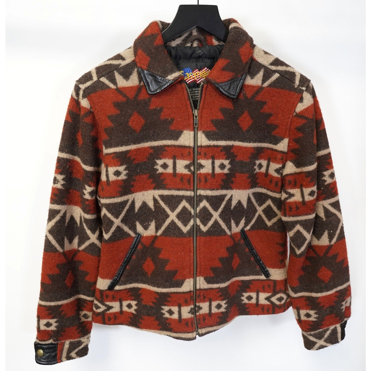 (M) Vintage Easy Riders Wool Leather Southwestern Aztec Jacket Men's M Brown Orange