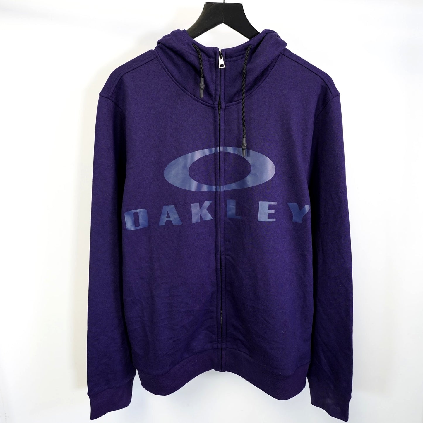(XL) Oakley Bark FZ 2.0 Logo Full Zip Hoodie Navy Blue Y2K 2000s Tech