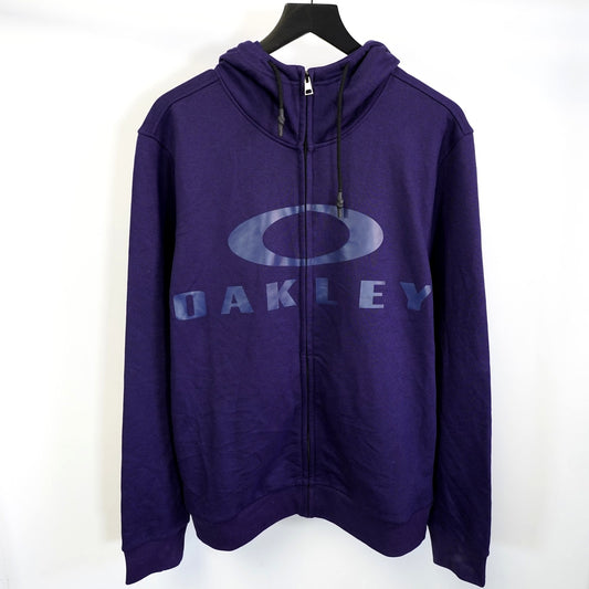 (XL) Oakley Bark FZ 2.0 Logo Full Zip Hoodie Navy Blue Y2K 2000s Tech