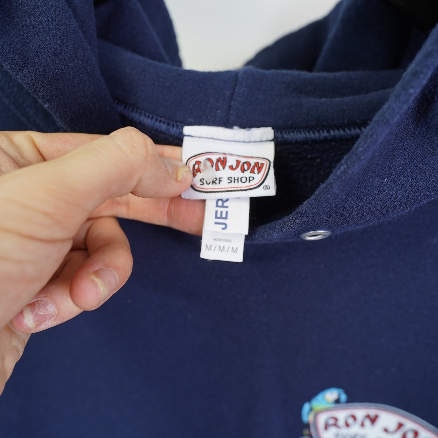Vintage Ron Jon Surf Shop Tropical Hoodie Men's M Navy Blue Parrot Hawaiian