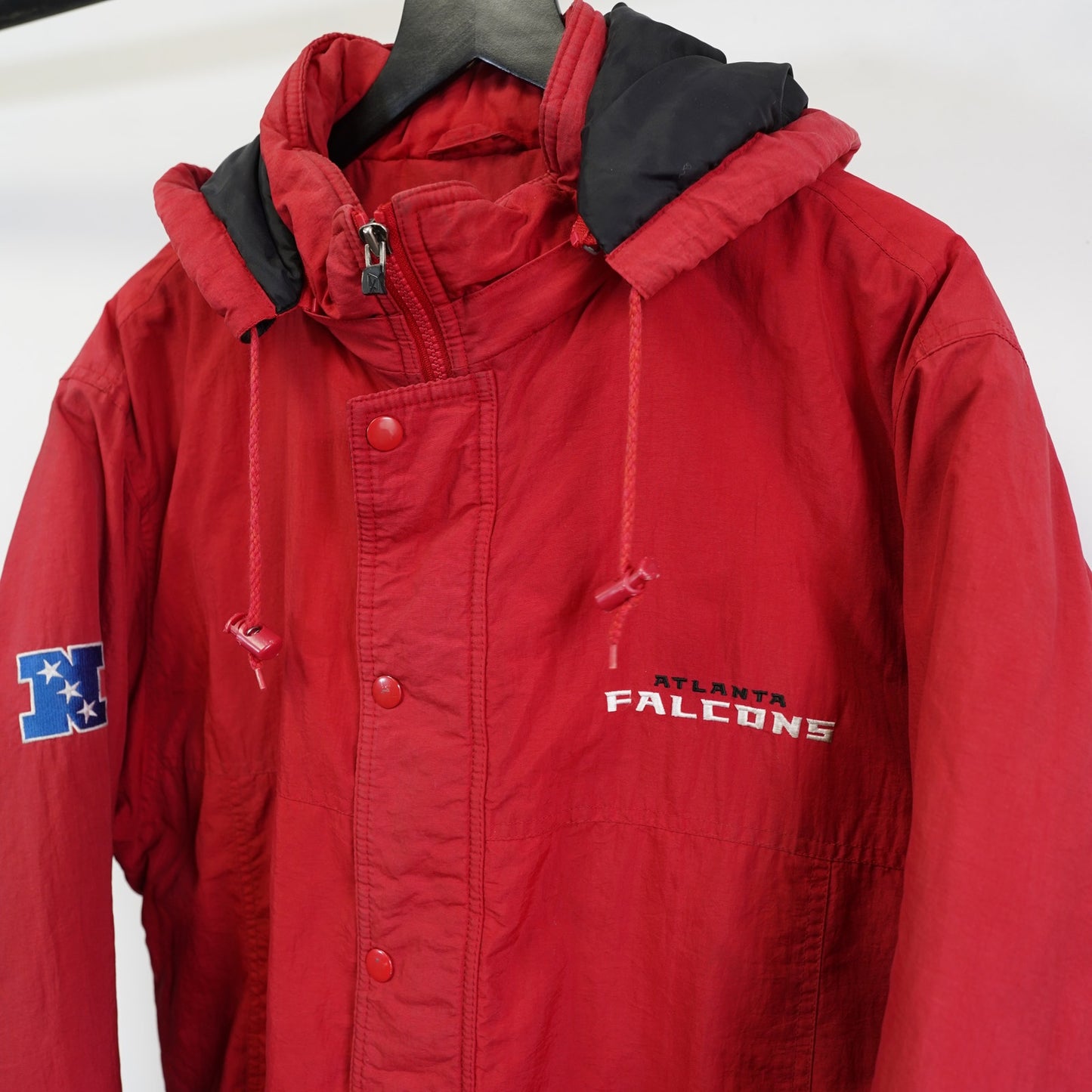 (M) Vintage Atlanta Falcons Reebok Puffer Jacket Y2K Men's M Red NFL Retro 2000s