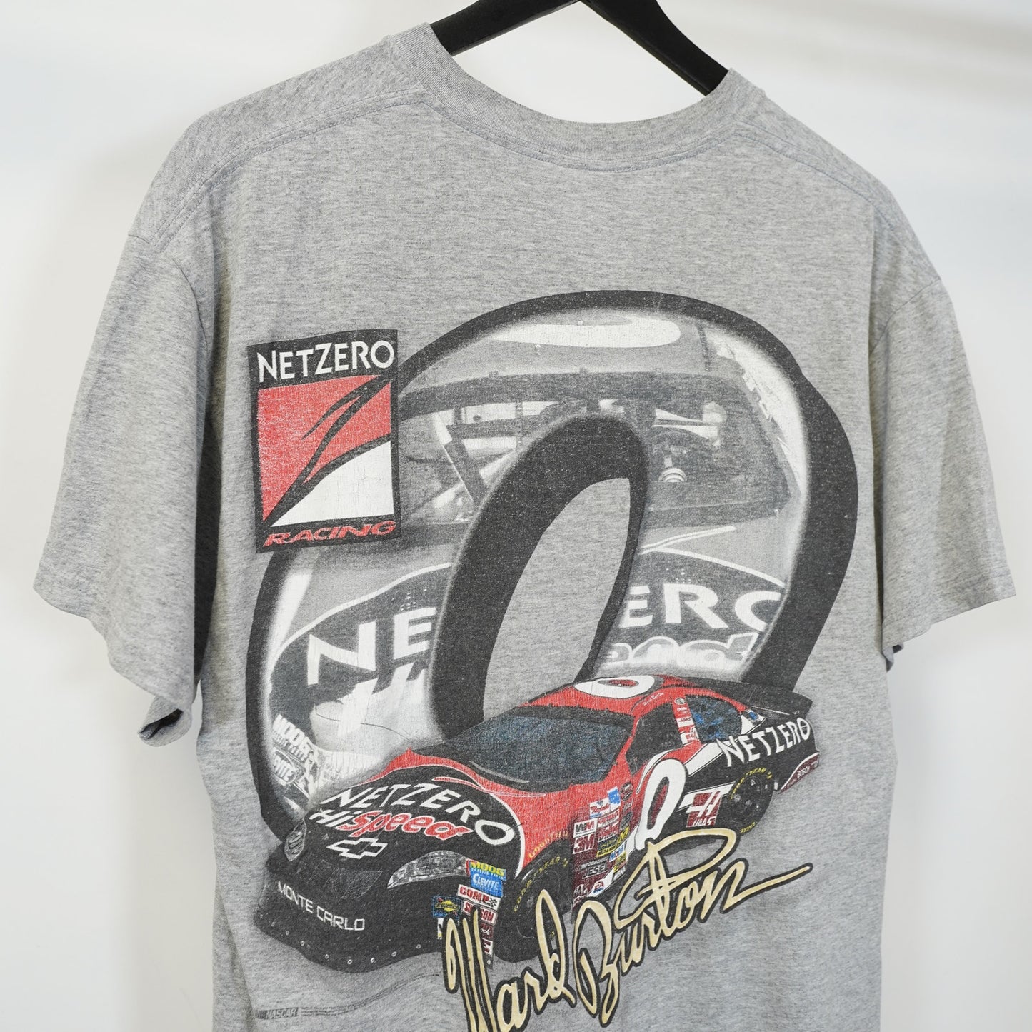 (L) Vintage Netzero Software Racing Nascar T-Shirt Men's L Gray Ward Burton