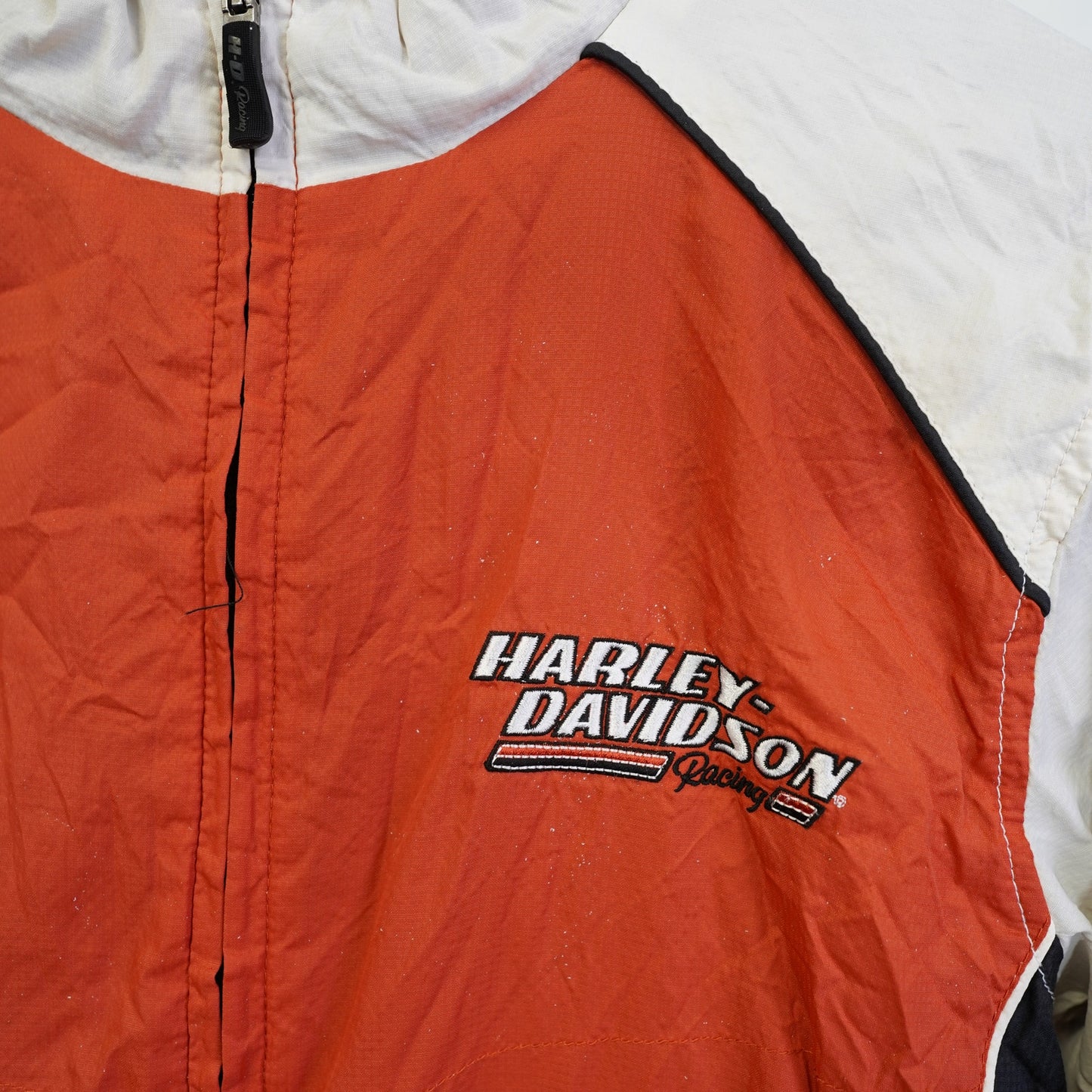 (Women's M) Vtg Harley Davidson Motorcycles Windbreaker Jacket Orange Sewn Eagle