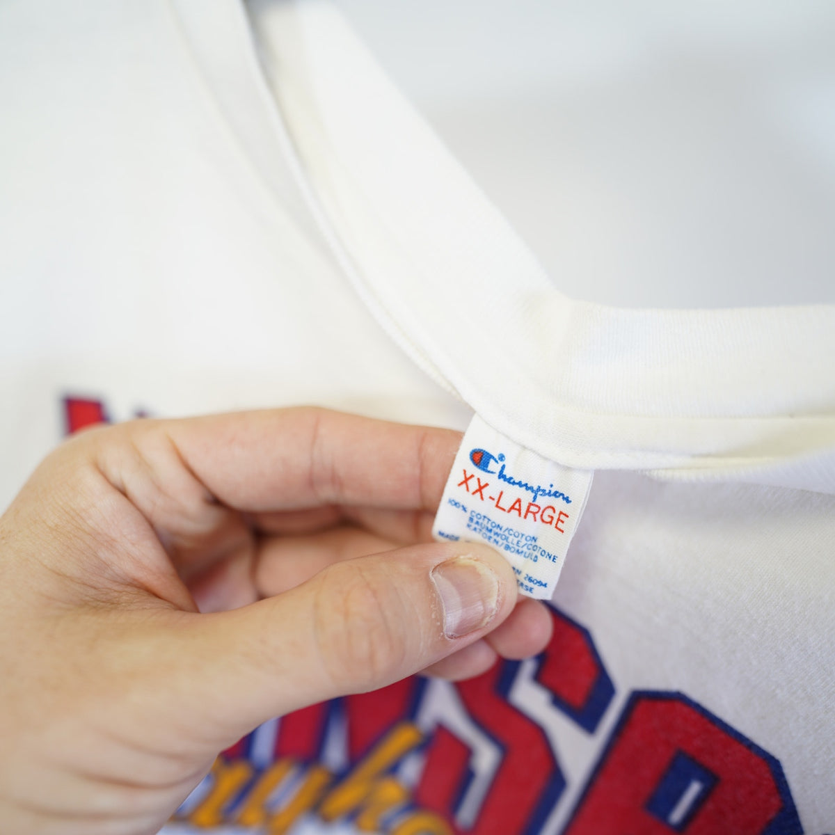 Vintage(XXL)  Kansas Jayhawks Basketball T-Shirt 80s Champion Men's XXL White Retro